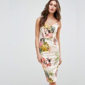 Asos Tropical Hitchcock Midi Pencil Dress